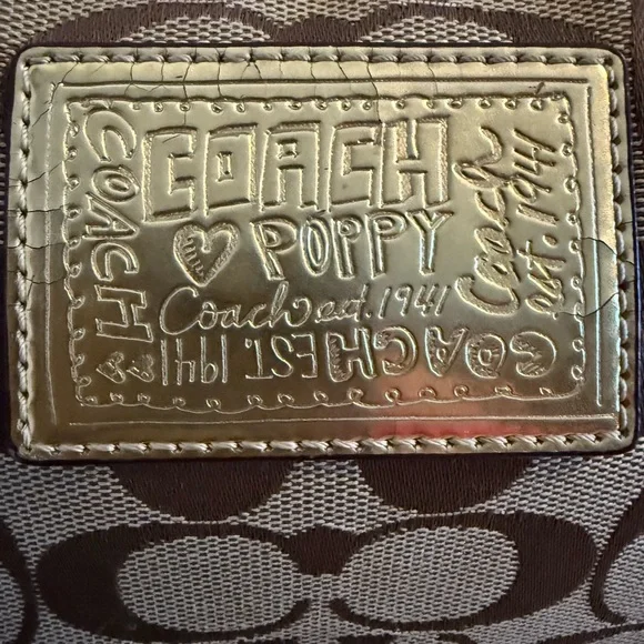 Coach special edition purple gold stars poppy purse on signature canvas preowned - Picture 4 of 17